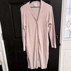 GELATO PIQUE  Ribbed Knit Long Cardigan Size L Pink